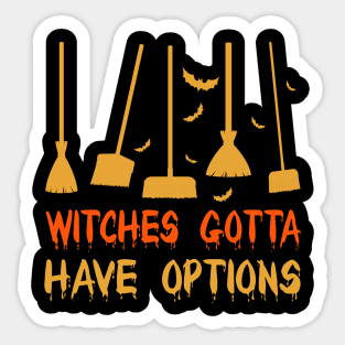 Witch Riding Brooms On A Dark Desert Highways Halloween Sticker